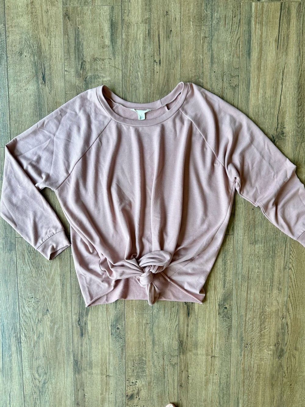 Nordstrom Light Ballet Pink Tie-Front Sweatshirt Cozy Soft Yoga
